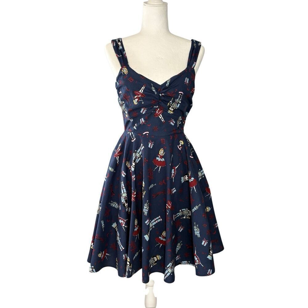 Modcloth Retro Style Nutcracker dress in navy blue - S